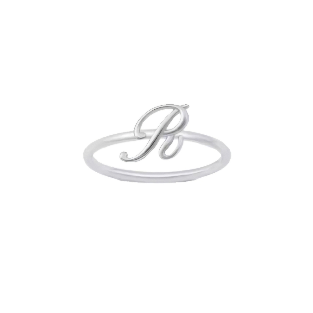 🥰 DAINTY INITIAL STERLING SILVER RING - Picture 11 of 13